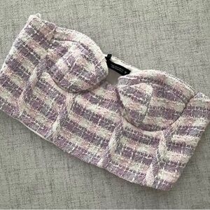 ZARA NWT tweed bustier crop top